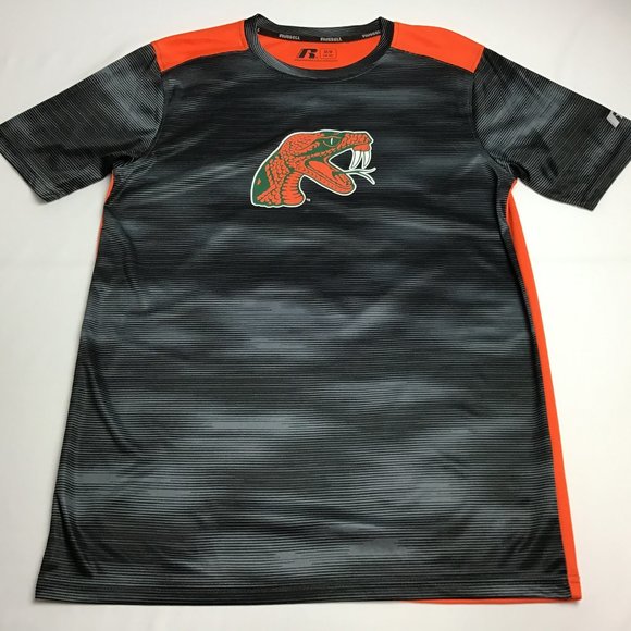FAMU Florida A&M University Rattlers Gray & Orange Mens Moisture Wicking Shirt M - Picture 1 of 4